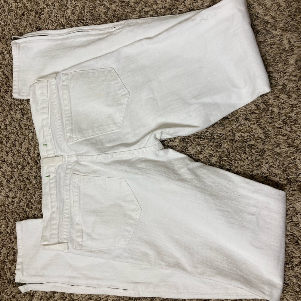 JBrand white skinny jeans with side zipper